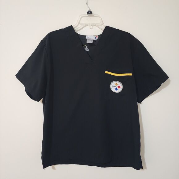 NFL Other - NFL Pittsburg Steelers Scrub Top M Black Logo Team Apparel V-Neck Short Sleeve
